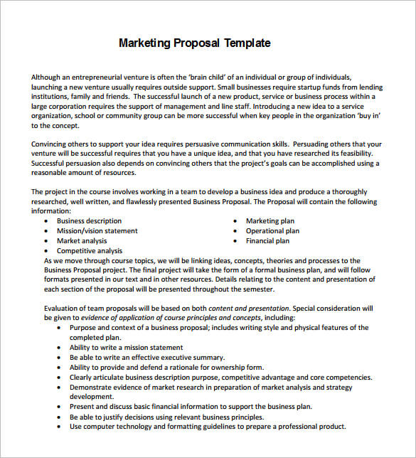 Marketing Communications Proposal Template Sample