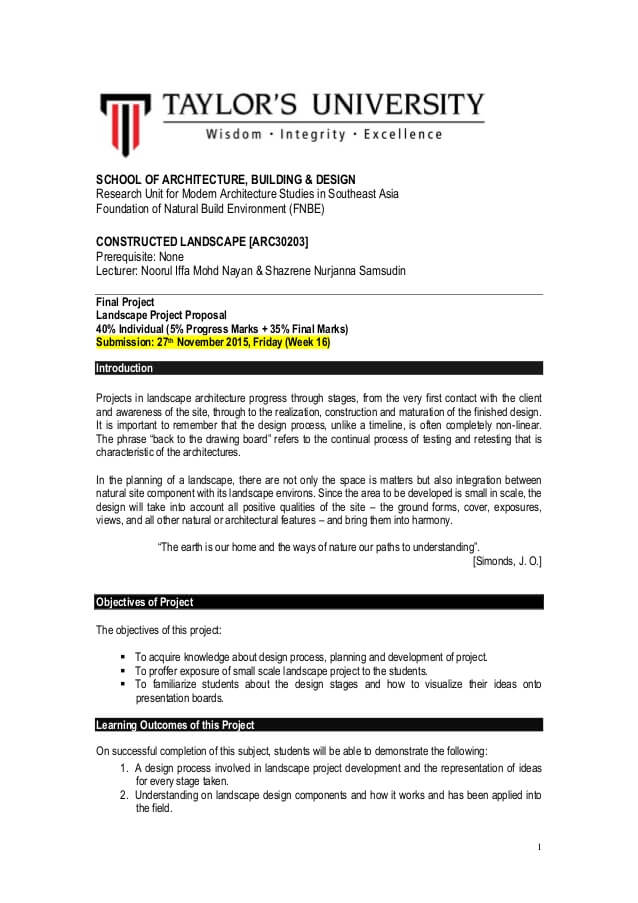 Exemple de proposition d'aménagement paysager pdf