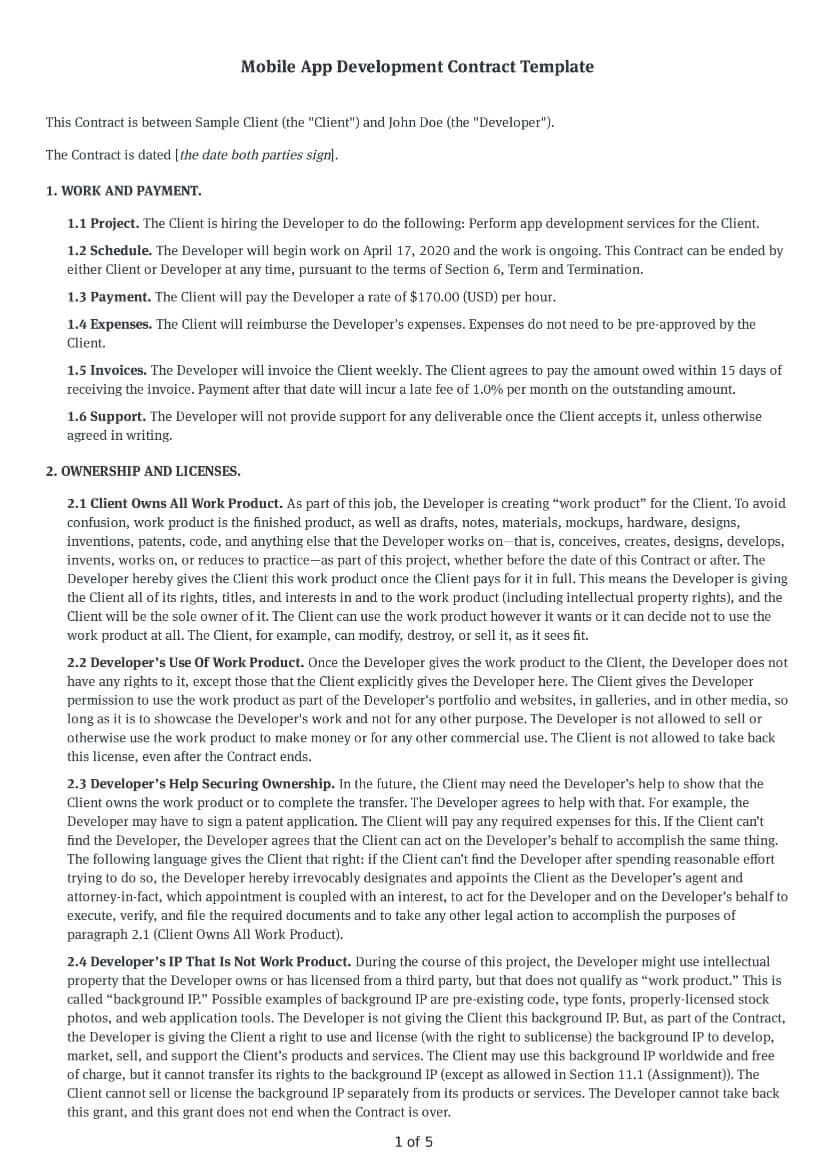 Mobile App Development Contract Template