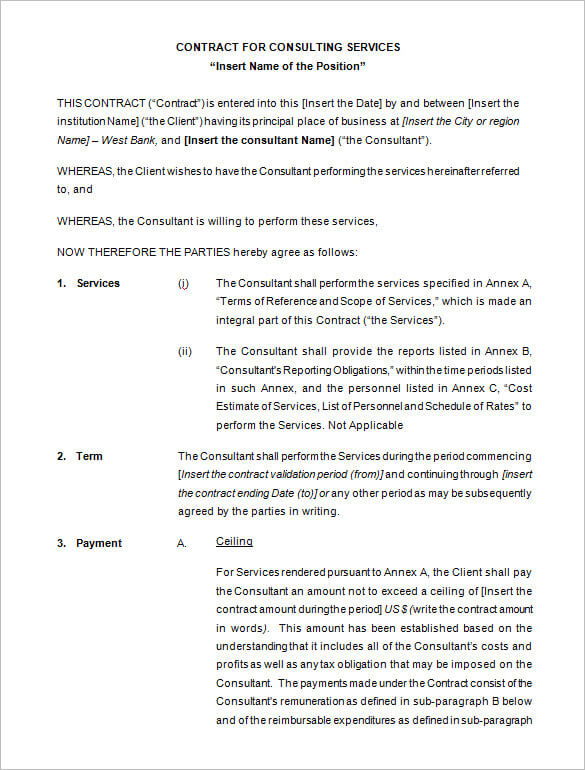 Consultant Contract Template PDF