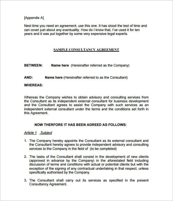 Consultant Contract Template Sample