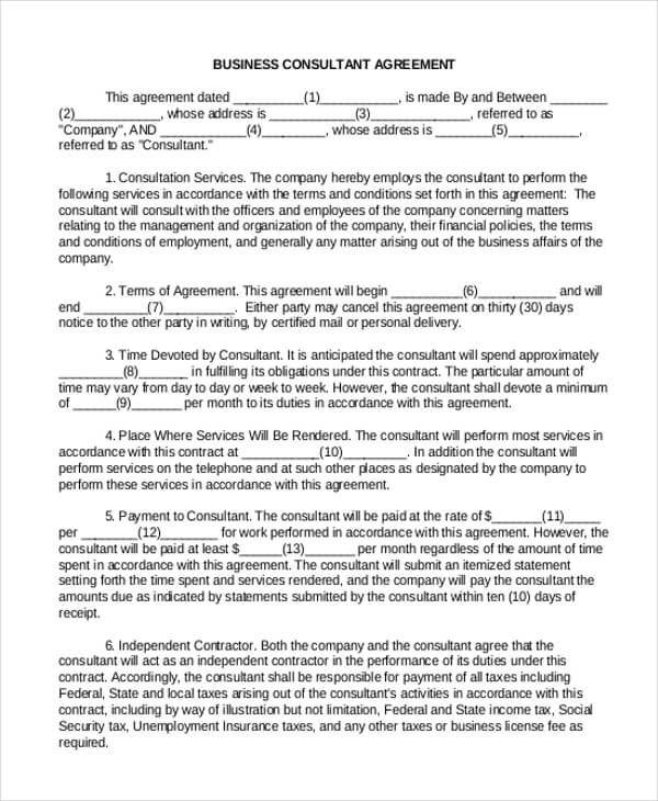 Business Consultant Contract Template