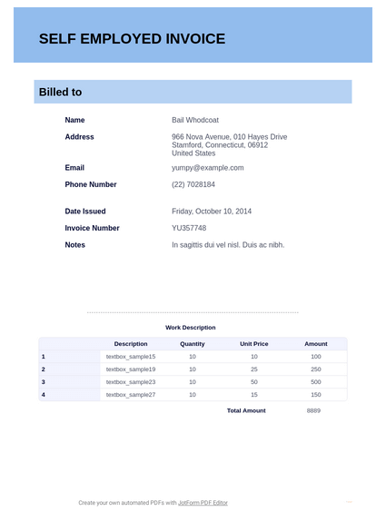 Self Employed Invoice Template