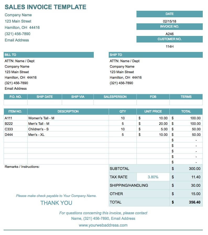 Simple Invoice Template Example PDF