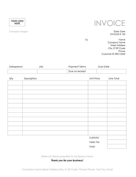 Simple Invoice Template Google Docs