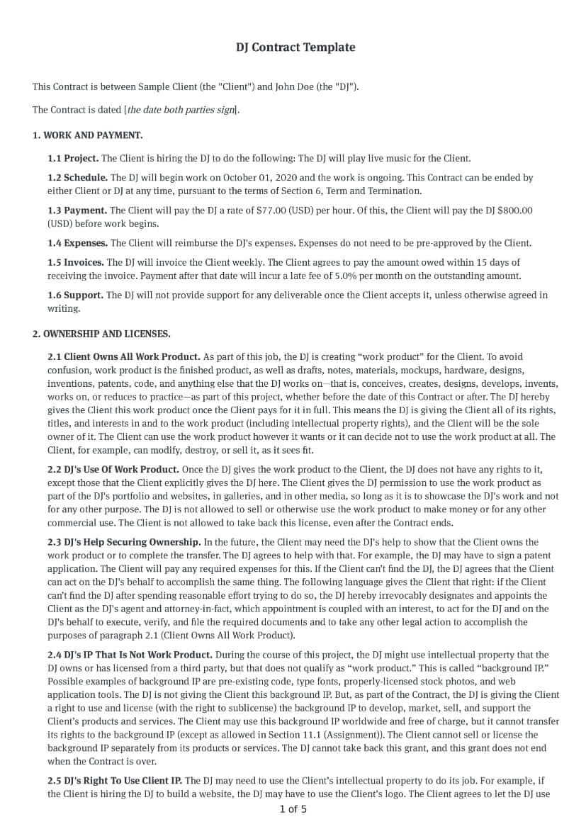 DJ Contract Template