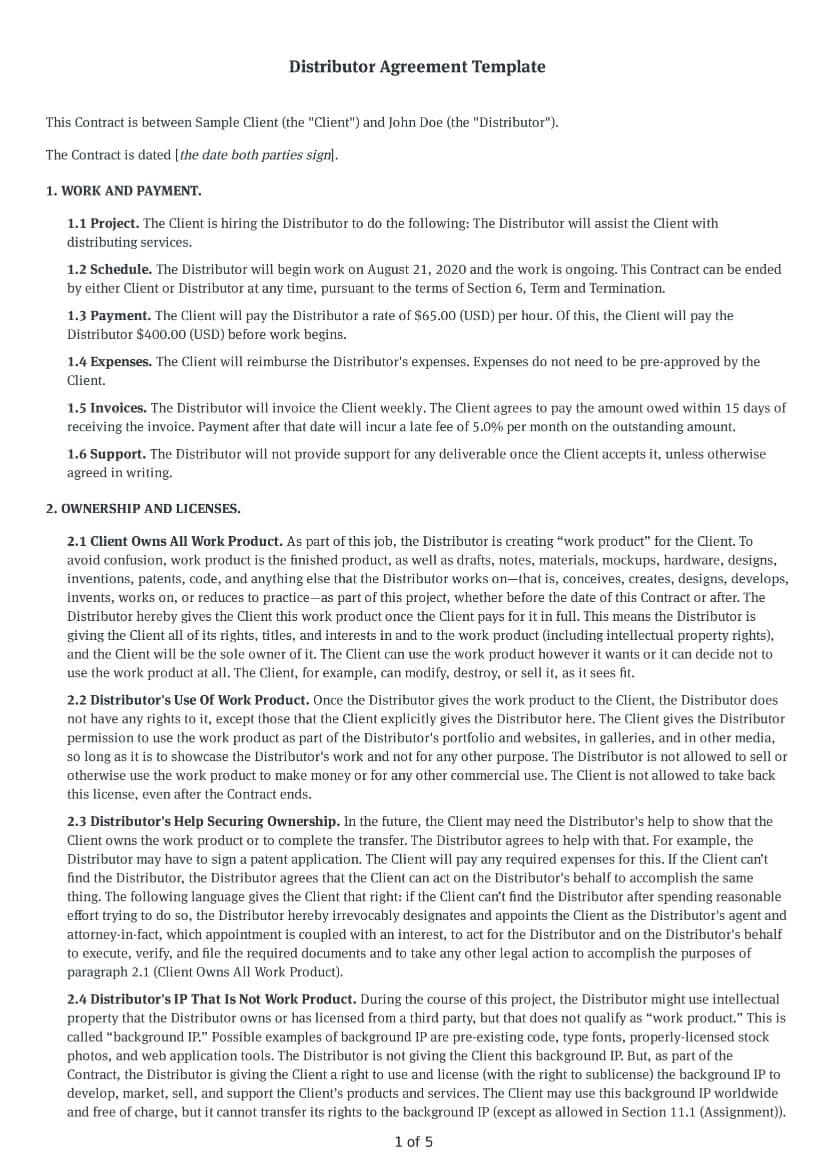 Distributor Agreement Template