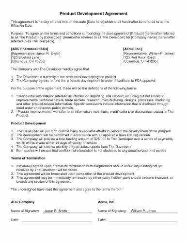 Product Design Contract Template Sample