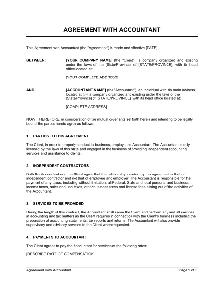 Bookkeeping Service Agreement Template Example PDF