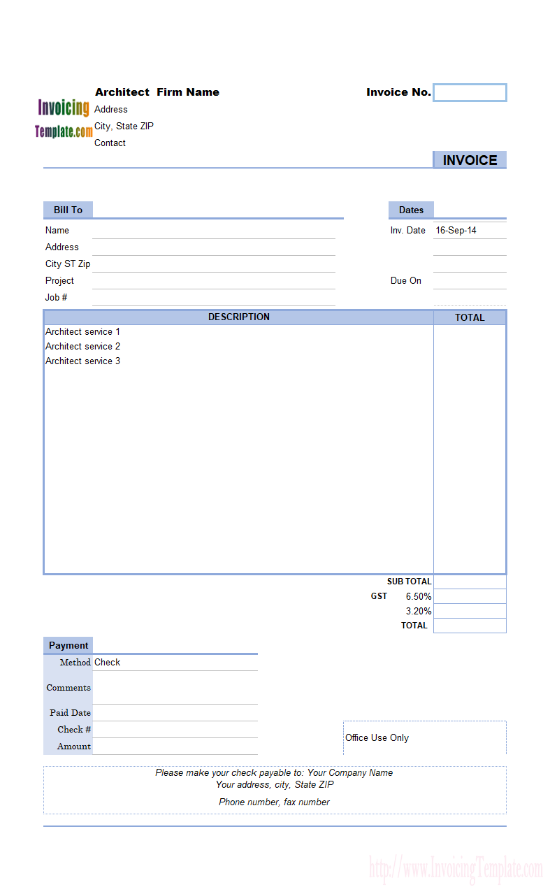 Architect Invoice Template