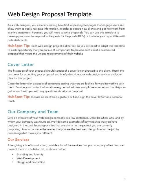 Website Design Proposal Template Sample
