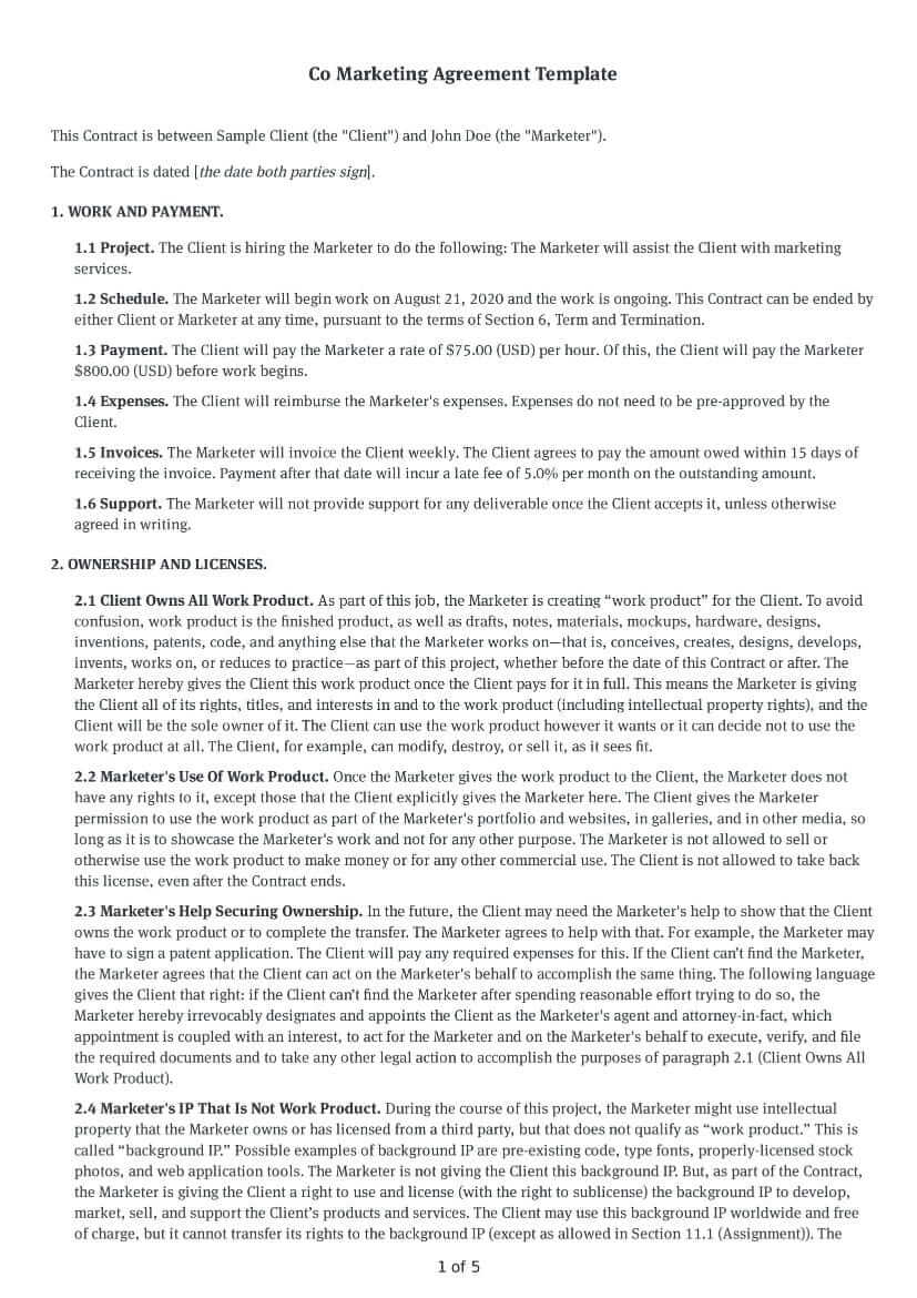 Co Marketing Agreement Template