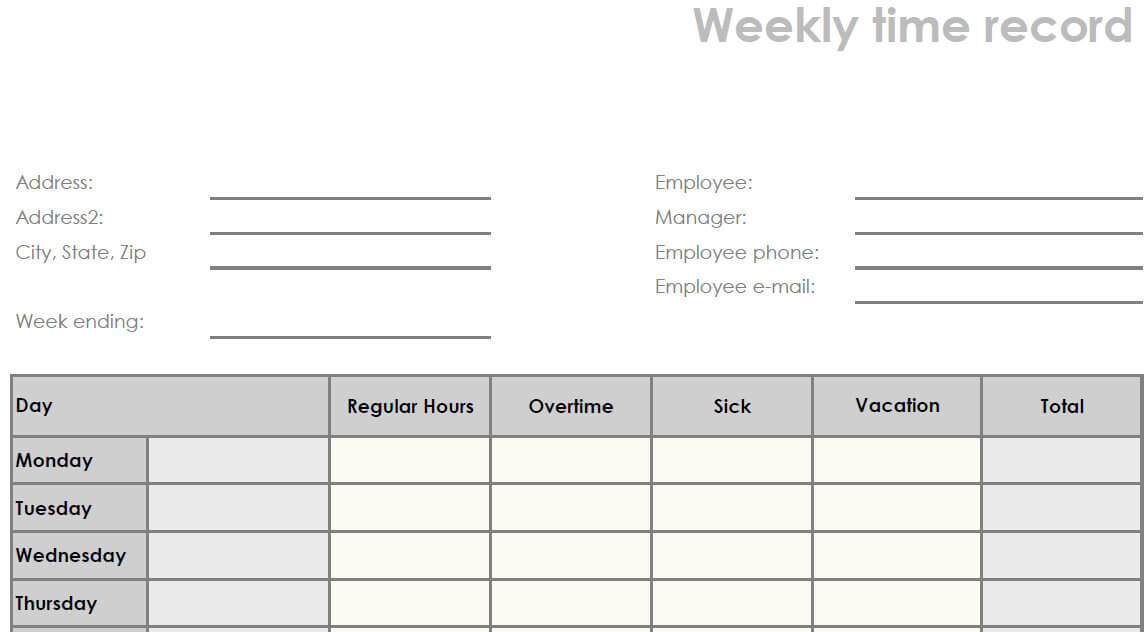 Timesheet Template PDF Sample