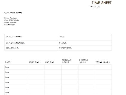 Timesheet Template PDF Example