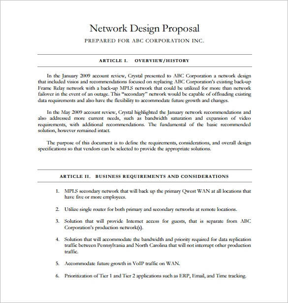 Network Design Proposal Template