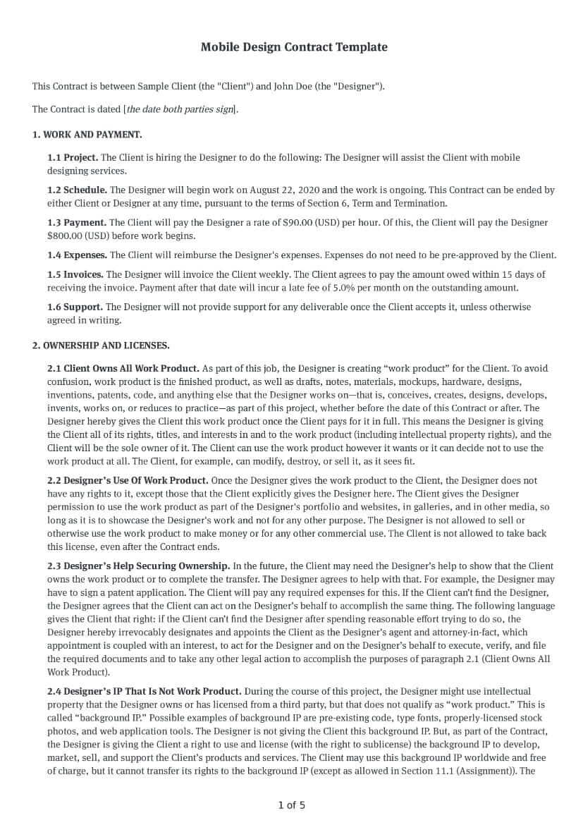 Mobile Design Contract Template