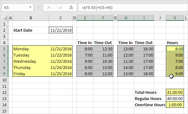 Excel Time Sheet