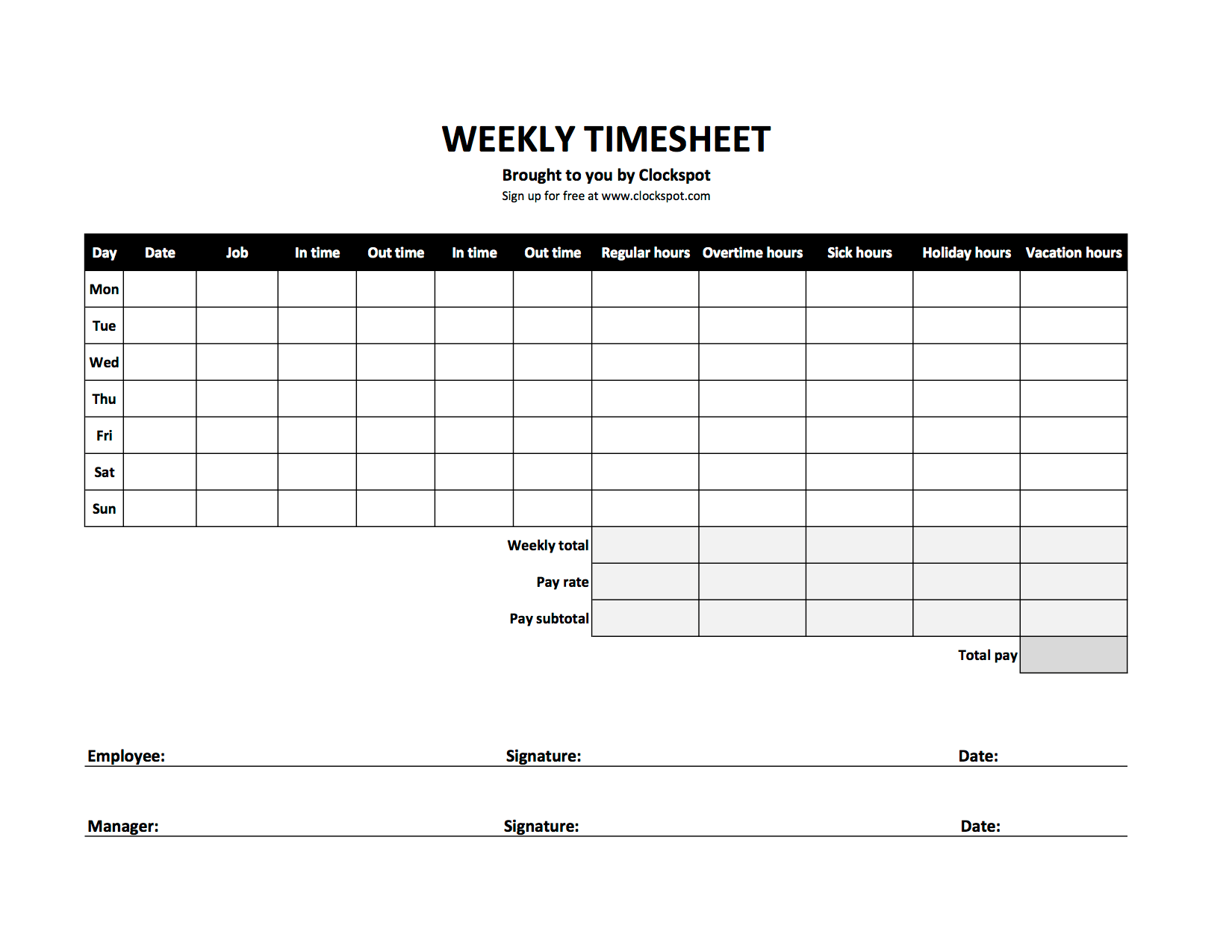 Excel Time Sheet Sample