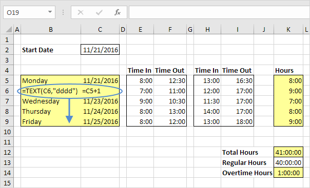 Excel Time Sheet Example