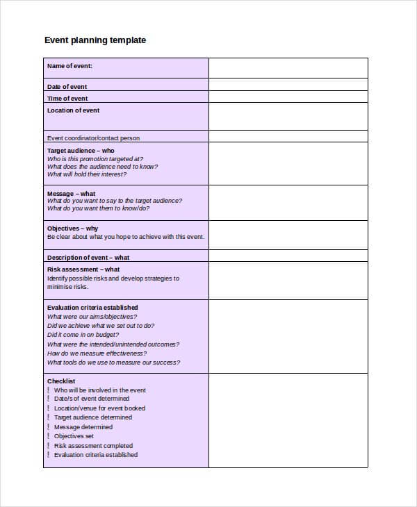 Event Brief Template