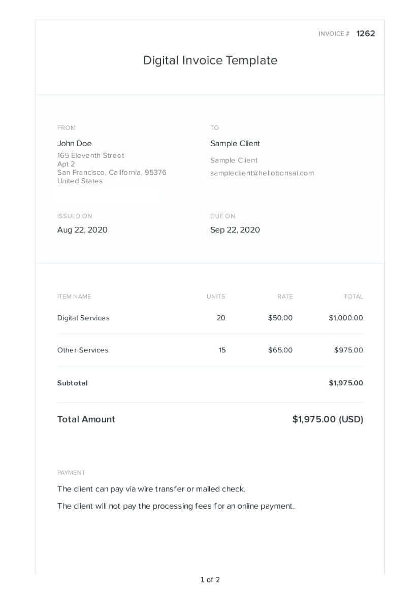 Digital Invoice Template