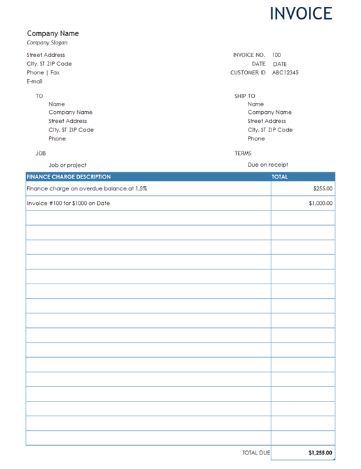 Monthly Invoice Template Sample