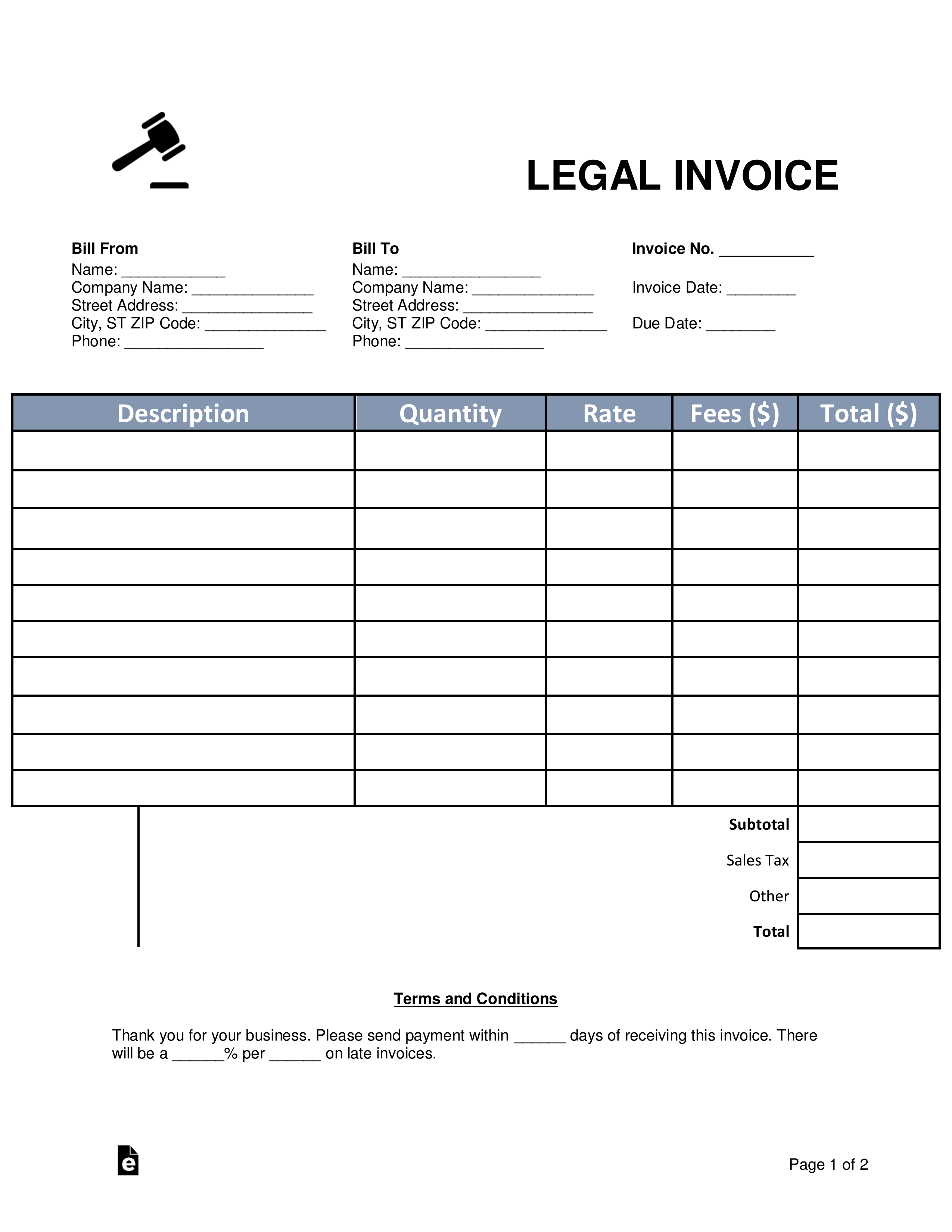 Legal Invoice Template