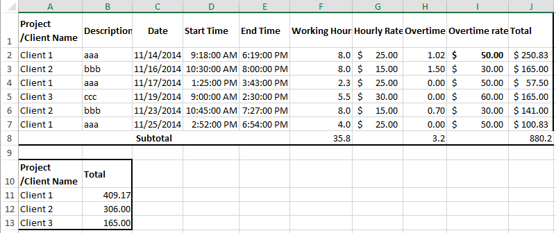Billable Hours Template