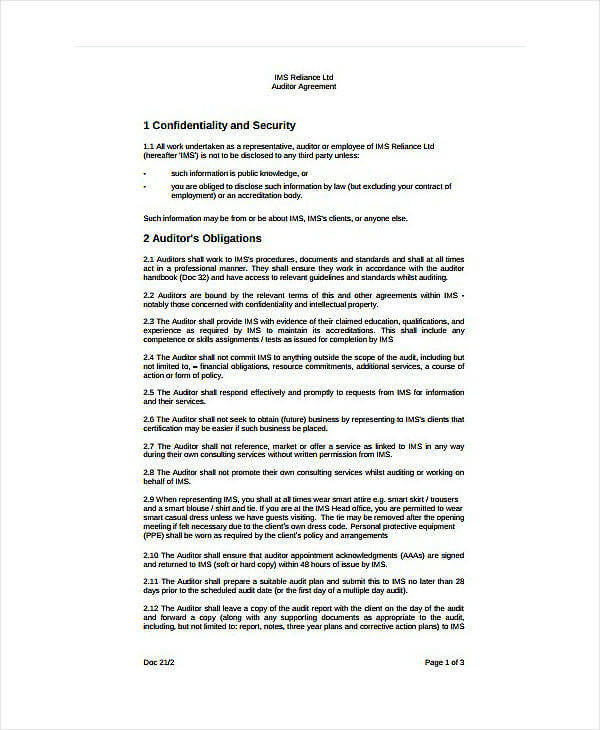 Audit Agreement Template