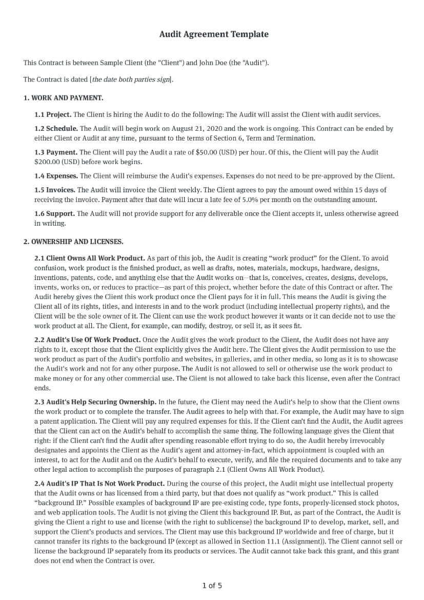 Audit Agreement Template