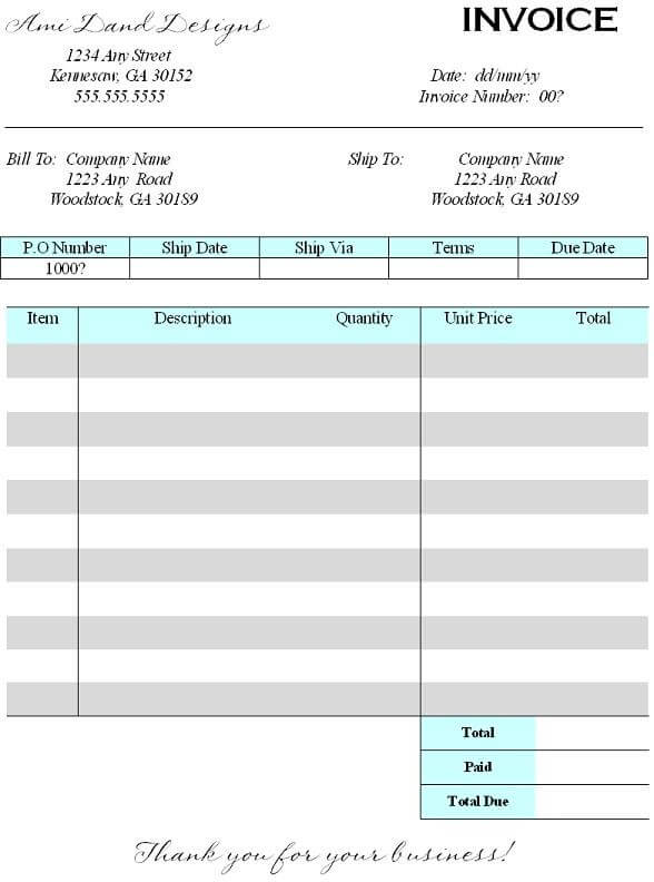 Cake Invoice Template Sample