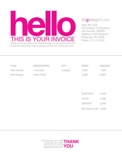 Illustration Invoice Template Sample