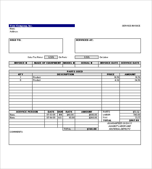 Service Invoice Template PDF