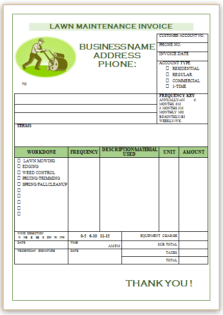 Gardening Invoice Template