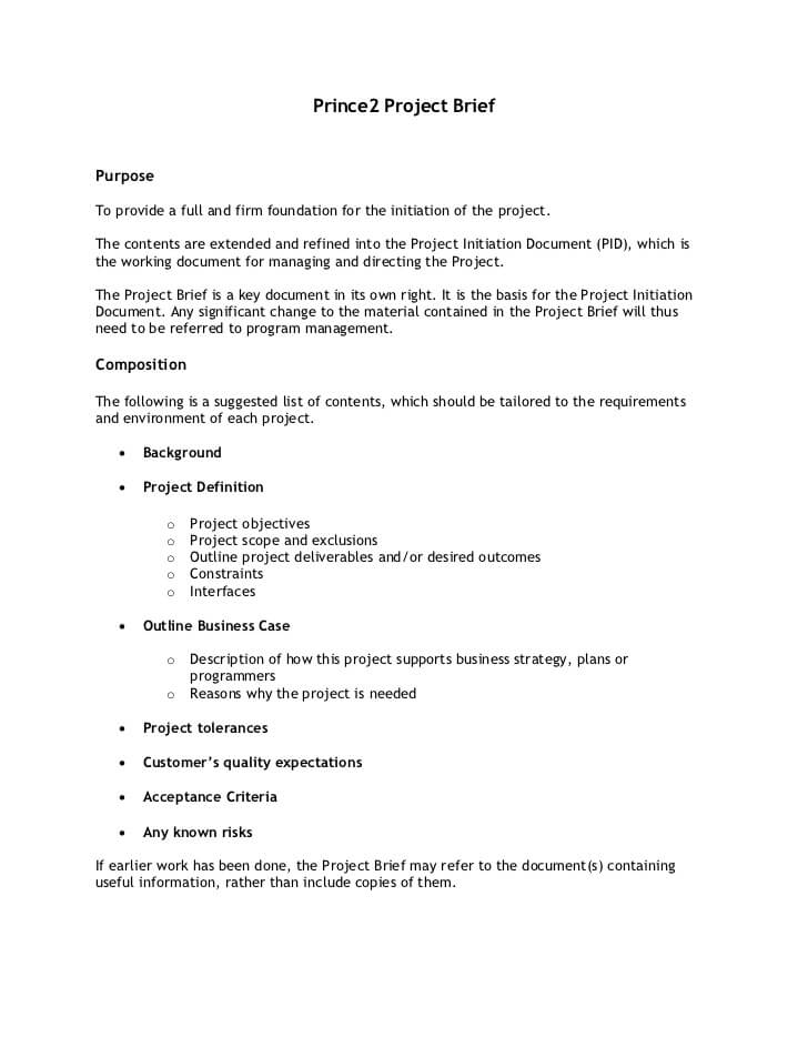 Project Brief Template Sample