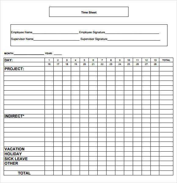 Monthly Timesheet PDF