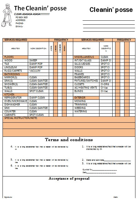 Cleaning Invoice Template Sample