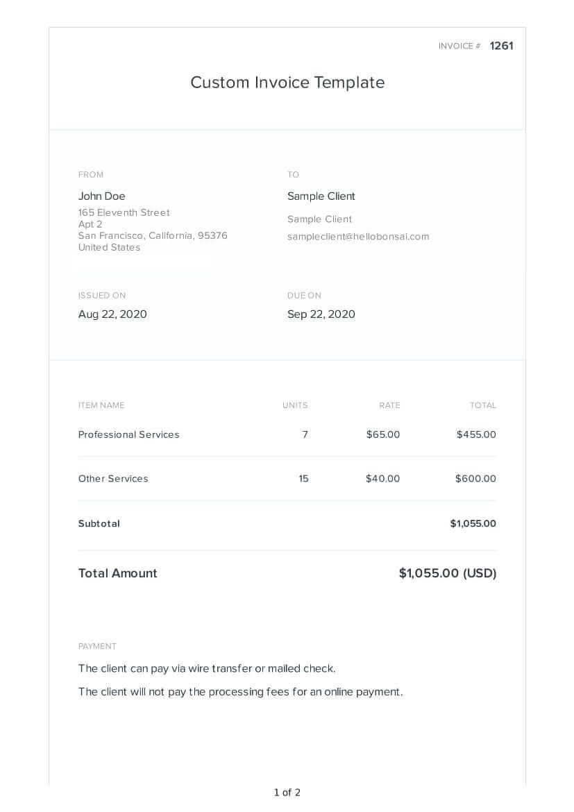 Custom Invoice Template