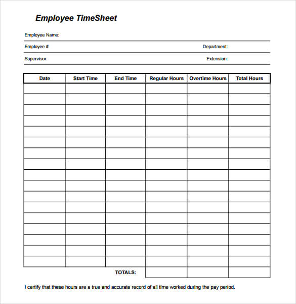 Daily Timesheet Template Example