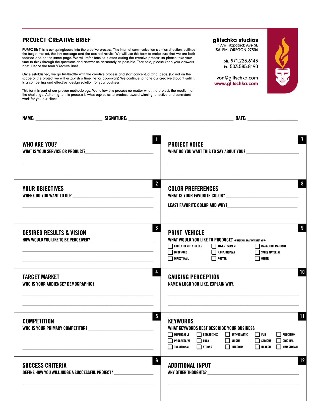 Graphic Design Brief Template