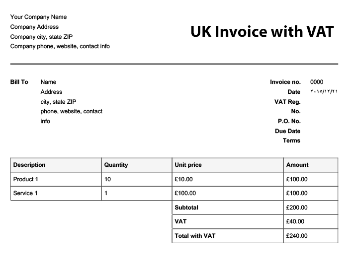 VAT Invoice Template