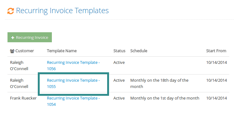 Recurring Invoice Template