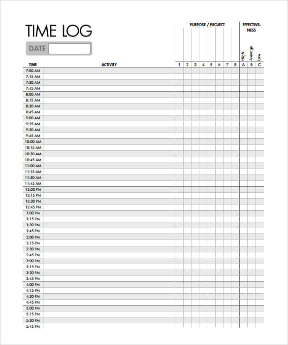 Time Log Template Sample