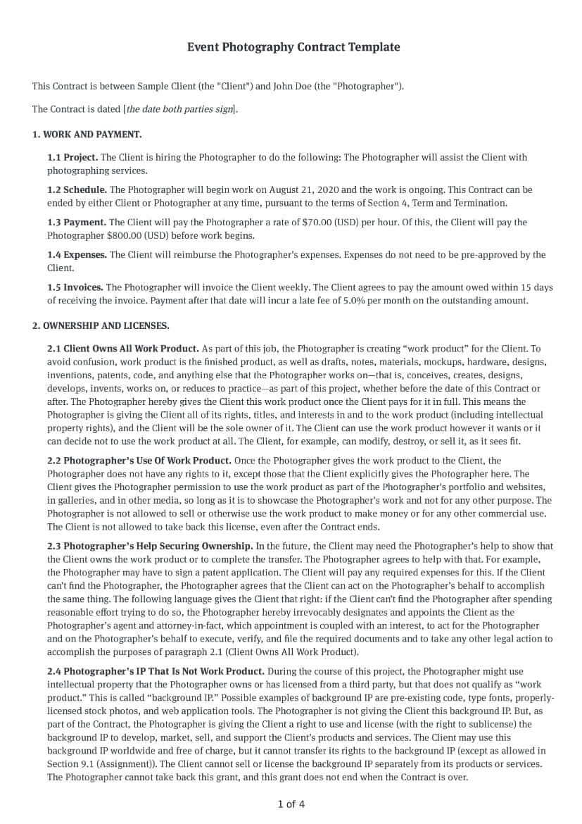 Event Photography Contract Template