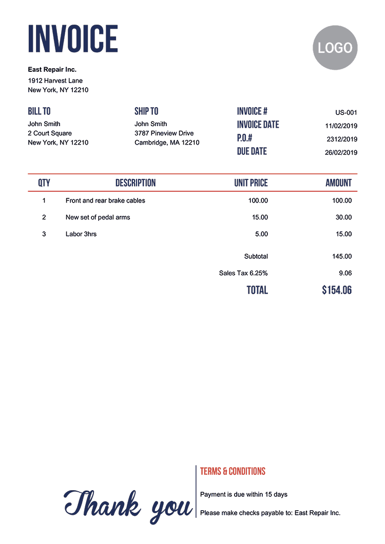 Electronic Invoice Template
