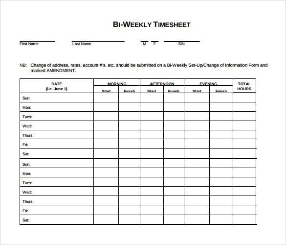 Biweekly Timesheet PDF