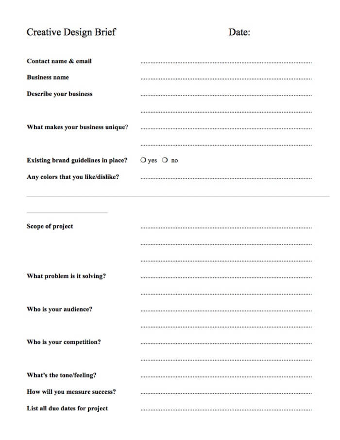 Creative Design Brief Template Sample