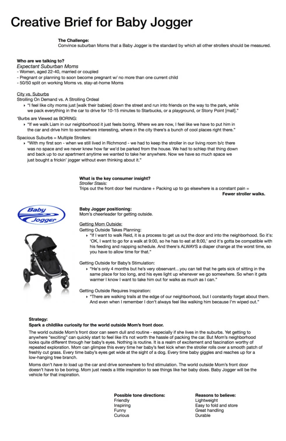 creative brief for baby jogger