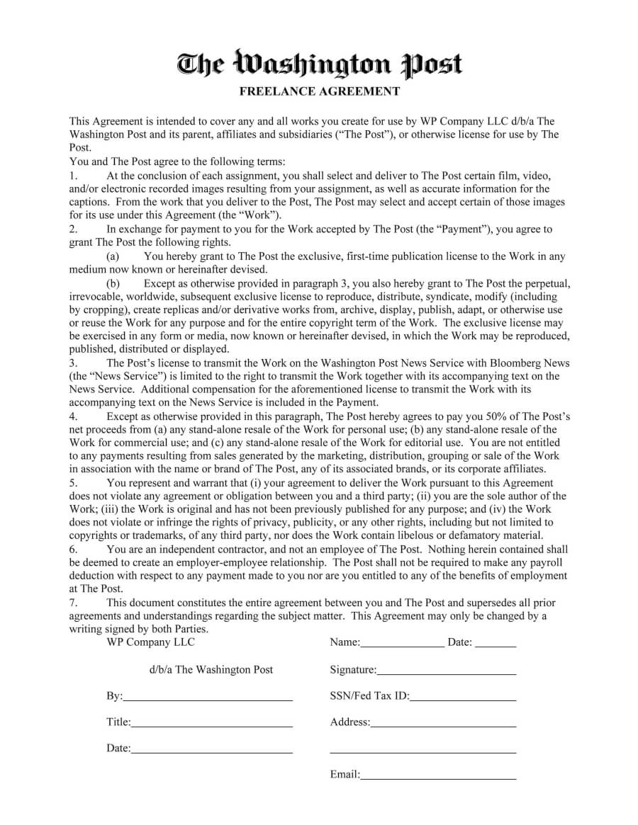the washington post freelance agreement sample