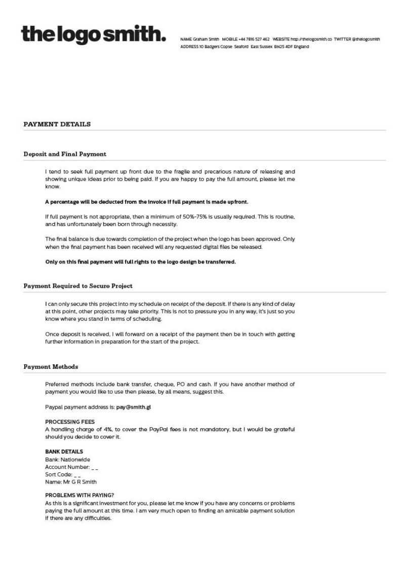 the logo smith payment details contract